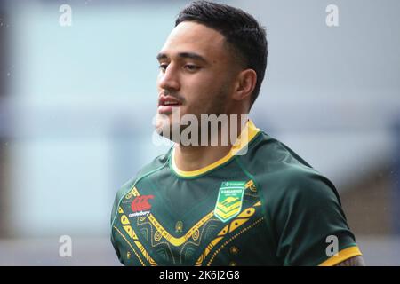 Leeds, Regno Unito. 14th Ott 2022. Headingley Stadium, Leeds, West Yorkshire, 14th ottobre 2022. Australia Rugby League Team Captains Run Valentine Holmes of Australia Rugby League Team durante la Captains Run. Credit: Touchlinepics/Alamy Live News Foto Stock