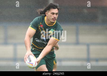 Leeds, Regno Unito. 14th Ott 2022. Headingley Stadium, Leeds, West Yorkshire, 14th ottobre 2022. Australia Rugby League Captains Run Tino FaÕasuamakeaui of Australia Rugby League Team durante la Captains Run. Credit: Touchlinepics/Alamy Live News Foto Stock