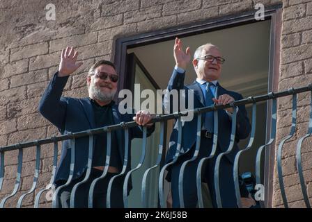 Roma, Italia. 14th Ott 2022. Campidoglio, sindaco di Roma, ringrazia Russell Crowe come Ambasciatore di Roma al mondo Credit: Independent Photo Agency Srl/Alamy Live News Foto Stock