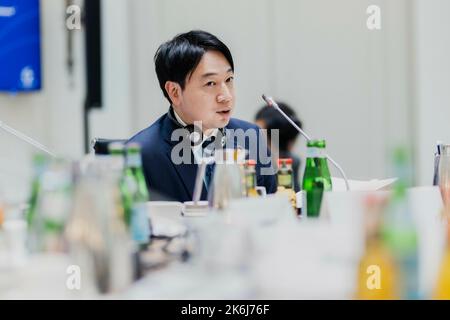Berlino, Germania. 14th Ott 2022. Masanobu Ogura, Ministro della politica per l'infanzia e della coesione sociale e Ministro di Stato per l'uguaglianza di genere del Giappone, ha preso parte al 2022 ministeriale sull'uguaglianza di genere del G7 a Berlino, 14 ottobre 2022. Credit: dpa/Alamy Live News Foto Stock