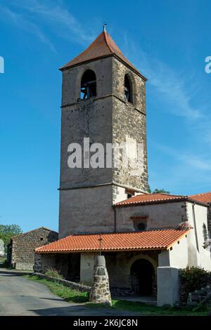 Campanile della chiesa di Blassac. . Alta Loira. Auvergne-RhoneAlpes. Francia Foto Stock