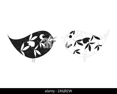 Uccelli in bianco e nero Illustrazione Vettoriale