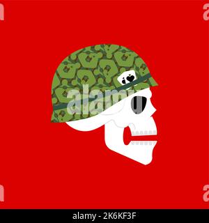 Cranio in casco militare. Concetto dell'esercito della morte Vector Illustration Illustrazione Vettoriale