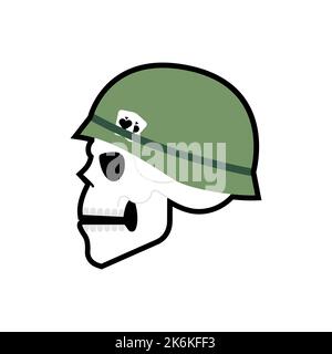 Cranio in casco militare. Concetto dell'esercito della morte Vector Illustration Illustrazione Vettoriale