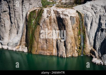 Solo un trickle d'acqua rimane a Shoshone Falls in Idaho nel mese di ottobre Foto Stock