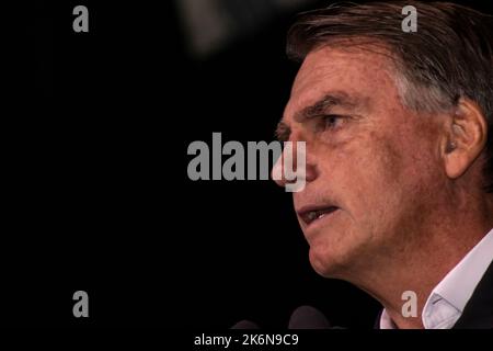 San Paolo, Brasile, 09 agosto 2022. Jair Messias Bolsonaro, Presidente brasiliano in conferenza stampa. Foto Stock