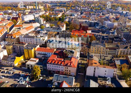 Vista dal drone di Ostrava, Repubblica Ceca Foto Stock