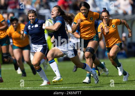 Il Rhona Lloyd scozzese rompe durante la partita di Coppa del mondo di rugby femminile Al Northland Events Centre, Whangarei, Nuova Zelanda. Data immagine: Sabato 15 ottobre 2022. Foto Stock