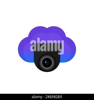 icona della telecamera ip e di un vettore cloud Illustrazione Vettoriale