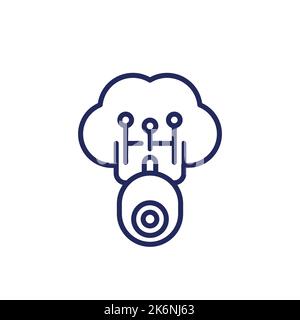 telecamera ip e icona a forma di nuvola, vettore di linea Illustrazione Vettoriale