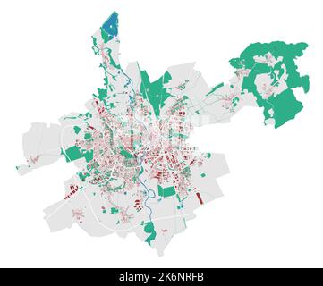 Mappa vettoriale di Brno. Mappa dettagliata dell'area amministrativa della città di Brno. Panorama urbano. Illustrazione vettoriale senza royalty. Mappa con gli edifici, wate Illustrazione Vettoriale