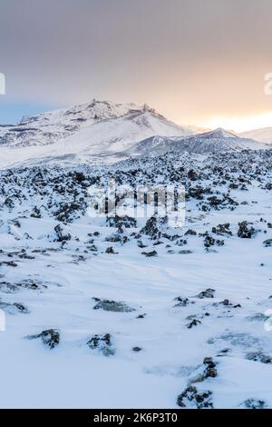 Formazioni rocciose di lava, penisola di Snaefellsnes, Islanda, Europa Foto Stock