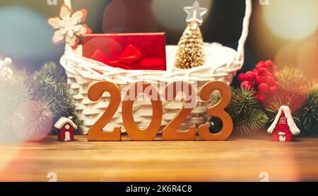Buon Natale e felice anno nuovo concetto . Buon Natale e Felice anno nuovo 2023 Foto Stock