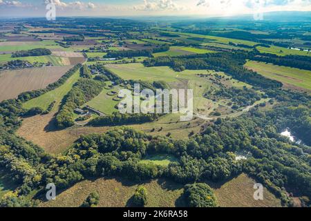 Veduta aerea, base militare di Hengsen, zona di addestramento del luogo, Opherdicke, Holzwickede, Zona della Ruhr, Renania settentrionale-Vestfalia, Germania, DE, ex anti-aircr Foto Stock