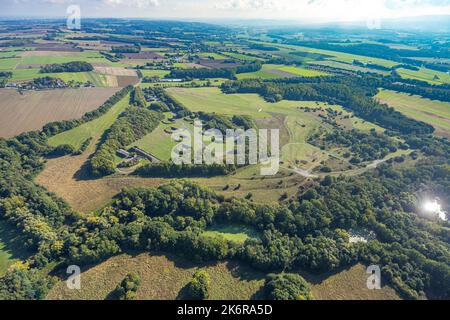 Veduta aerea, base militare di Hengsen, zona di addestramento del luogo, Opherdicke, Holzwickede, Zona della Ruhr, Renania settentrionale-Vestfalia, Germania, DE, ex anti-aircr Foto Stock