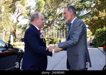 Madrid, Spagna. 15th Ott 2022. Pranzo di sua Maestà Re Felipe VI con sua altezza Serena Principe Alberto II di Monaco, 15 ottobre 2022 credito: CORDON PRESS/Alamy Live News Foto Stock