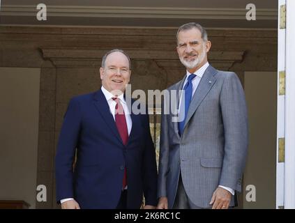 Madrid, Spagna. 15th Ott 2022. Pranzo di sua Maestà Re Felipe VI con sua altezza Serena Principe Alberto II di Monaco, 15 ottobre 2022 credito: CORDON PRESS/Alamy Live News Foto Stock