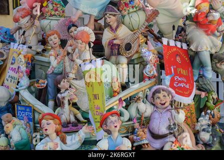 Papier-mâché figure al Fallas (Festival Bonfire), Denia, Spagna Foto Stock