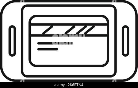 Carta di credito online icona vettoriale contorno. Pagamento in contanti. Retribuzione aziendale Illustrazione Vettoriale