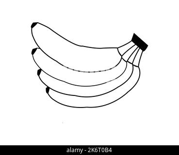 Disegno vettoriale a banana in bianco e nero.migliore illustrazione delle risorse grafiche. grafica vettoriale per icone e simboli e logo design Illustrazione Vettoriale