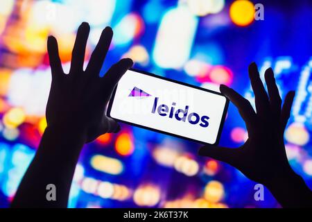 Brasile. 15th Ott 2022. In questa immagine, il logo Leidos viene visualizzato sullo schermo dello smartphone. (Foto di Rafael Henrique/SOPA Images/Sipa USA) Credit: Sipa USA/Alamy Live News Foto Stock