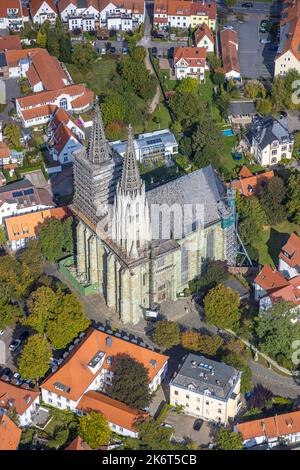 Vista aerea, ristrutturazione cantiere evang. chiesa Sankt Maria zur Wiese, Walburger, Soest, Soester Börde, Renania settentrionale-Vestfalia, Germania, Worsh Foto Stock