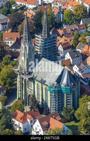 Vista aerea, ristrutturazione cantiere evang. chiesa Sankt Maria zur Wiese, Walburger, Soest, Soester Börde, Renania settentrionale-Vestfalia, Germania, Worsh Foto Stock