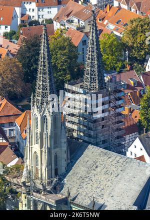 Vista aerea, ristrutturazione cantiere evang. chiesa Sankt Maria zur Wiese, Walburger, Soest, Soester Börde, Renania settentrionale-Vestfalia, Germania, Worsh Foto Stock