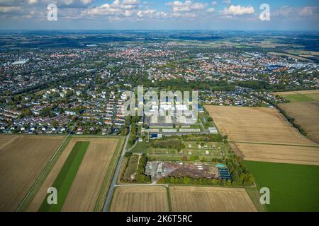 Veduta aerea, ex caserma Kanaal van Wessem, complesso abitativo e rifugio per rifugiati, Soest, Soester Börde, Renania settentrionale-Vestfalia, Germania, DE, Europa Foto Stock