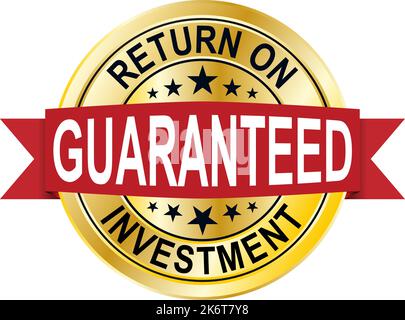 simbolo d'oro garantito per il ritorno sugli investimenti. Illustrazione vettoriale. Dettagli. Illustrazione Vettoriale