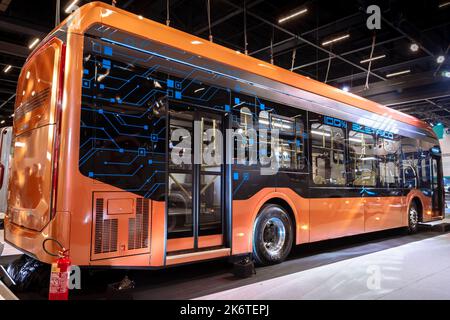 Bus elettrico Caio eMillenium in mostra alla LAT.BUS 2022 spettacolo, che si svolge nella città di São Paolo. Foto Stock