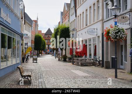 Zona pedonale nel centro storico, Warendorf, Renania settentrionale-Vestfalia, Germania Foto Stock