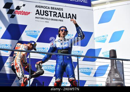 Melbourne, Australia. 16th Ott 2022. Alex RINS, Team Suzuki Ecstar vince la MotoGP Australiana a Phillip Island. Credit: Karl Phillipson / Optikal / Alamy Live News Foto Stock