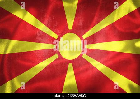 Grunge 3D illustrazione della bandiera della Macedonia del Nord, concetto della Macedonia del Nord Foto Stock