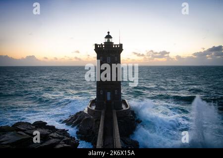 Regione francese Bretagne colpito dall'uragano Eunice nel febbraio 2022 Foto Stock