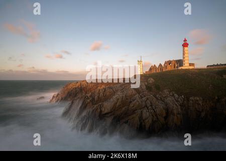 Regione francese Bretagne colpito dall'uragano Eunice nel febbraio 2022 Foto Stock