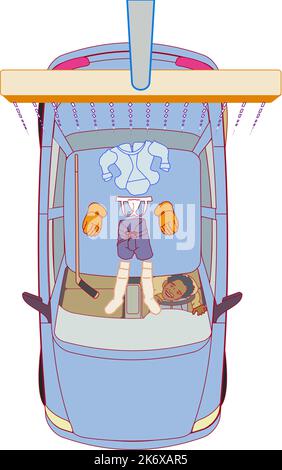 uomo lavaggio hockey attrezzatura al lavaggio auto Illustrazione Vettoriale