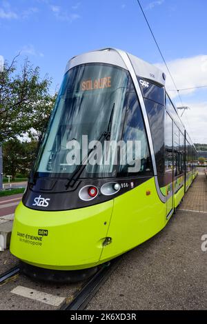 Frankreich, St-Etienne, Straßenbahn T1 Hopital Nord // Francia, St-Etienne, Tramway, Streetcar T1 Hopital Nord Foto Stock