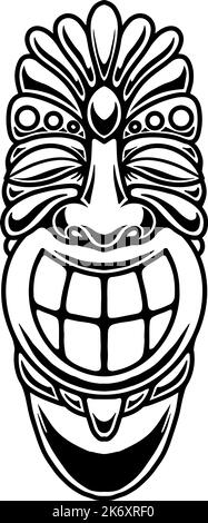 Illustrazione di tiki idol in stile monocromatico. Elemento di design per poster, scheda, banner, emblema, cartello. Illustrazione vettoriale Illustrazione Vettoriale