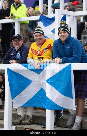 Newcastle, Regno Unito. 16th ottobre 2022. I tifosi scozzesi durante la partita di Coppa del mondo di rugby 2021 Pool B tra Scozia e Italia a Kingston Park, Newcastle, domenica 16th ottobre 2022. (Credit: Trevor Wilkinson | NOTIZIE MI) Credit: NOTIZIE MI e sport /Alamy Live News Foto Stock