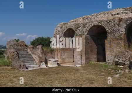 L'antico Odeon al sito archeologico di Nicopolis vicino a Preveza, Grecia, Europa Foto Stock