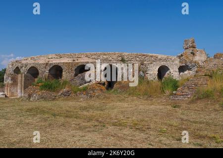 L'antico Odeon al sito archeologico di Nicopolis vicino a Preveza, Grecia, Europa Foto Stock