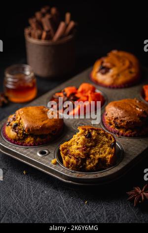 muffin piccanti alla zucca Foto Stock