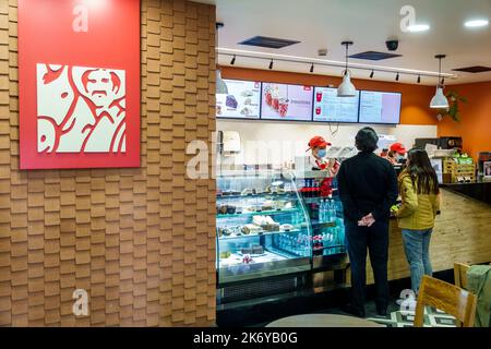 Bogota Colombia, Santa Fe Carrera 13, Juan Valdez Cafe caffetteria caffè ristorante ristoranti cena mangiare fuori informale caffè caffè bistrot bistro Foto Stock