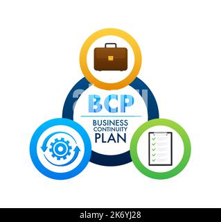 BCP - Business Continuity Plan concetto di business. Illustrazione del vettore. Illustrazione Vettoriale
