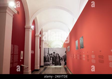 Persone che partecipano alla mostra dedicata a Robert Doisneau, tenutasi a Torino Foto Stock