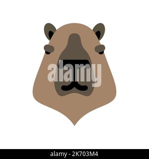 Capybara faccia isolata. Illustrazione del vettore di cavia Illustrazione Vettoriale