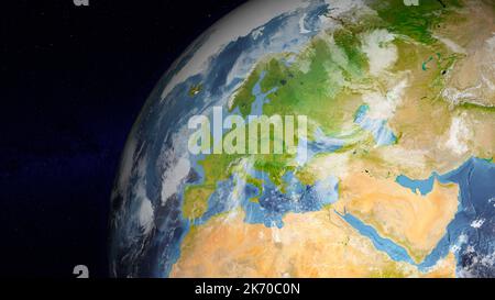 Globo terrestre realistico incentrato su Europa e Medio Oriente Foto Stock