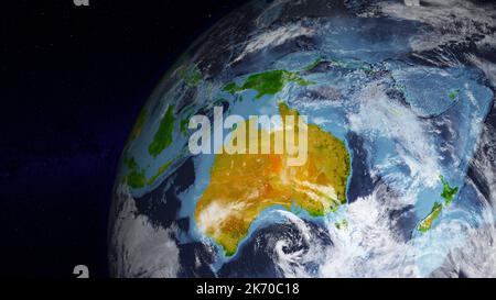Globo terrestre realistico incentrato sull'Australia Foto Stock