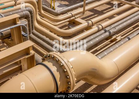 Impianto di compressione gas nel Texas occidentale Foto Stock